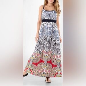 Soma White and Blue Sleeveless Maxi Beachy Sundress